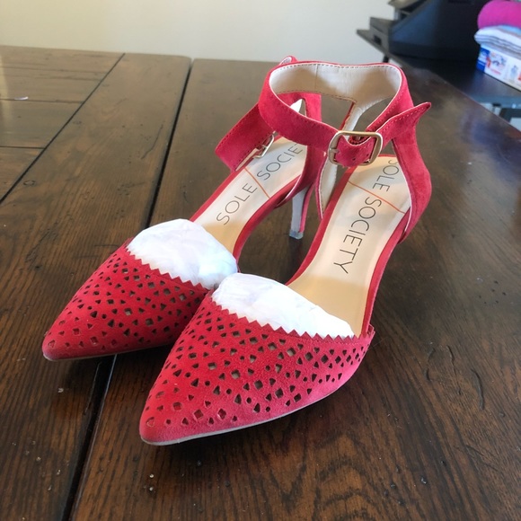 Soul Society Red Suede Heels - Picture 3 of 5